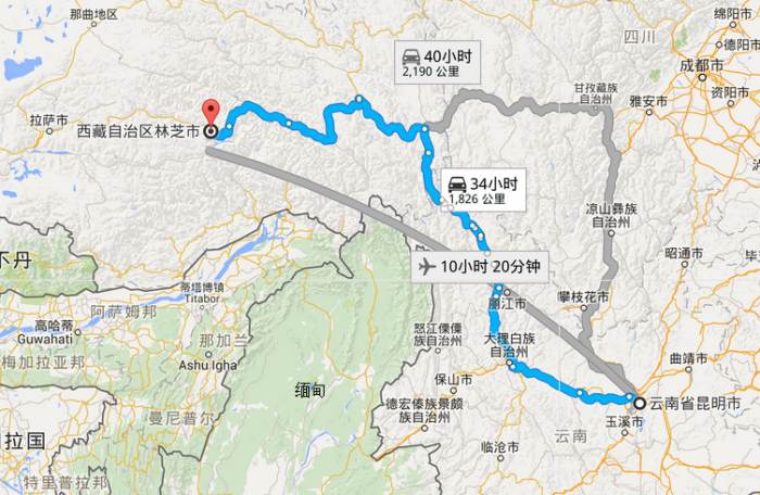 昆明到林芝多少公里?怎么坐車?昆明到林芝機(jī)票是多少錢?