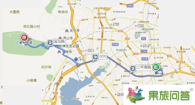 從昆明站到三家村水庫(kù)地圖